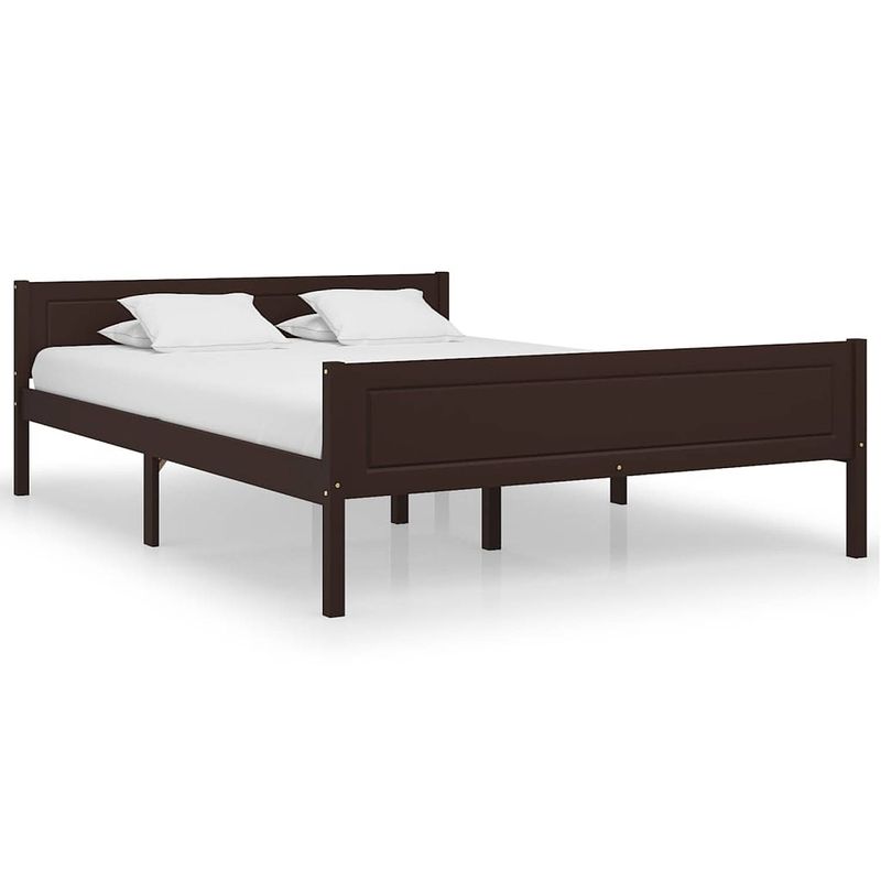 Foto van Vidaxl bedframe massief grenenhout donkerbruin 160x200 cm