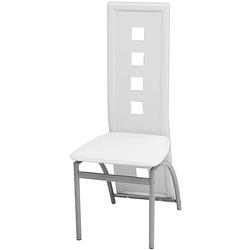 Foto van The living store eetkamerstoelen - wit - 43 x 55.5 x 108 cm - stalen frame kunstleren bekleding