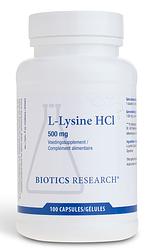 Foto van Biotics l-lysine hci 500mg capsules