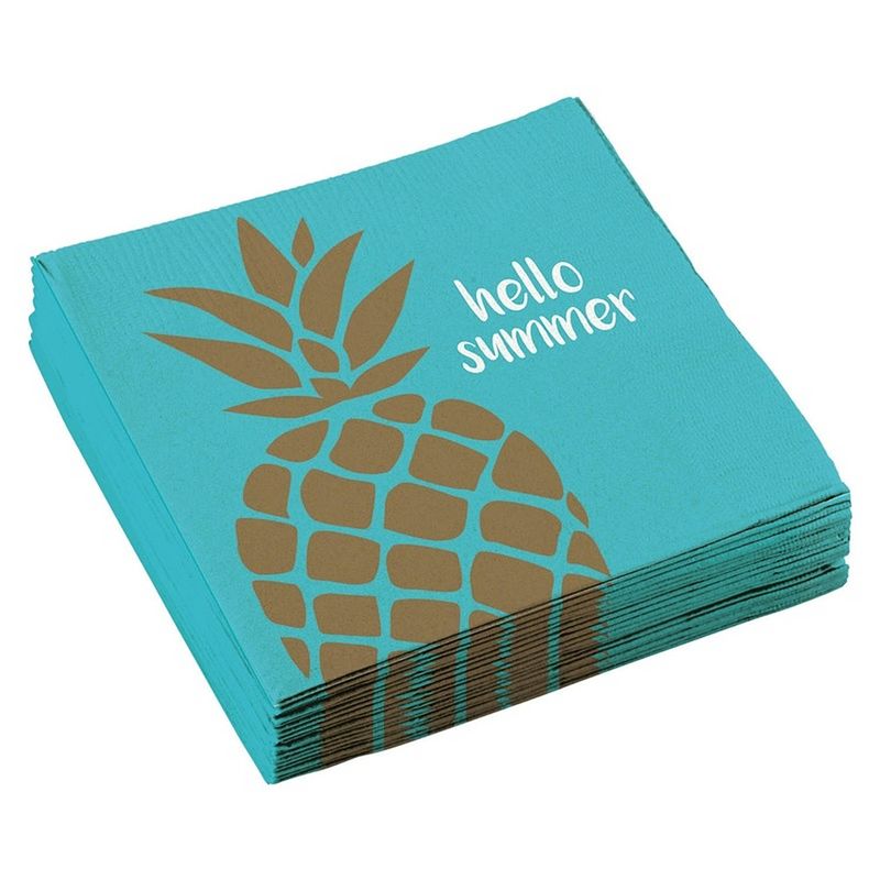 Foto van 40x stuks ananas fruit thema servetten 33 x 33 cm - feestservetten