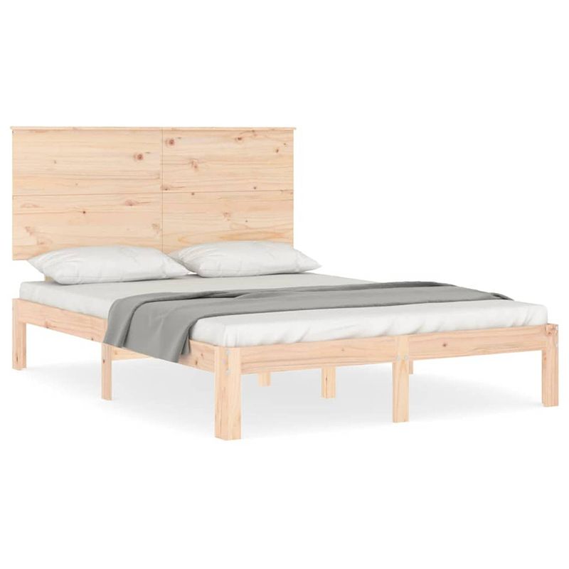 Foto van Vidaxl bedframe met hoofdbord massief hout 140x200 cm