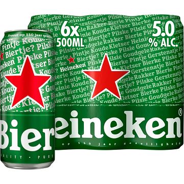 Foto van Heineken premium pilsener bier blik 6 x 50cl bij jumbo