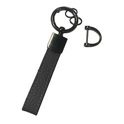 Foto van Basey sleutelhanger leer - leren sleutelhanger met sleutelhanger ringen - zwart