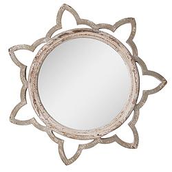 Foto van Clayre & eef spiegel 86x84 cm beige hout grote spiegel wand spiegel muur spiegel beige grote spiegel wand spiegel