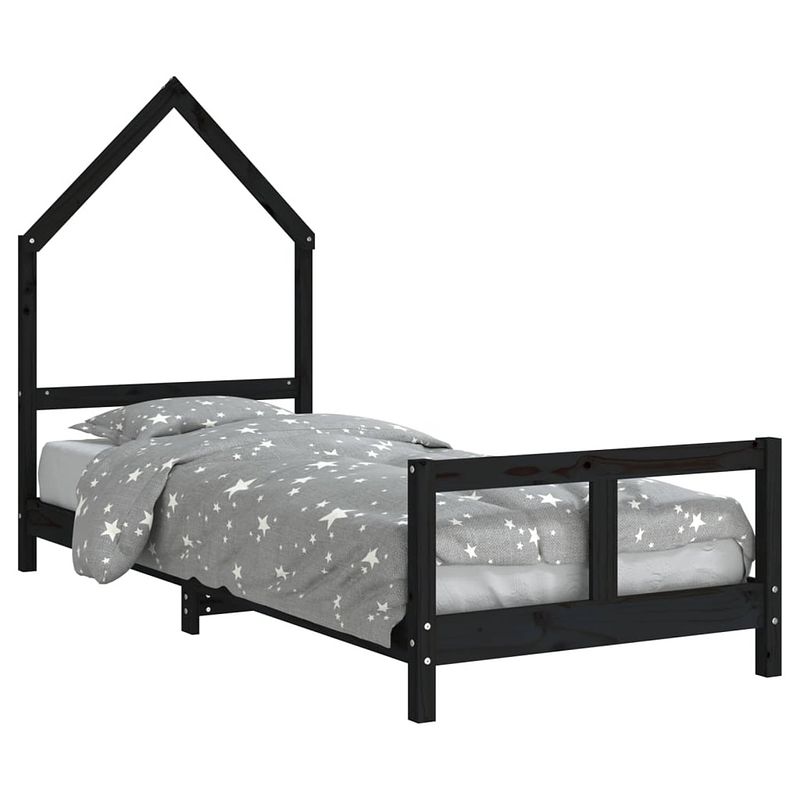 Foto van Vidaxl kinderbedframe 80x200 cm massief grenenhout zwart