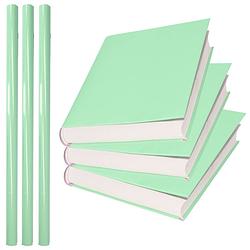 Foto van 3x rollen kadopapier / schoolboeken kaftpapier pastel groen 200 x 70 cm - kaftpapier