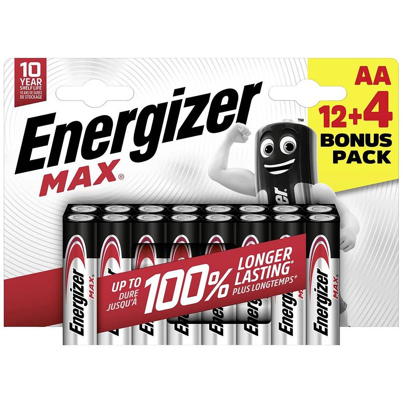 Foto van Energizer max aa batterij (penlite) alkaline 1.5 v 16 stuk(s)