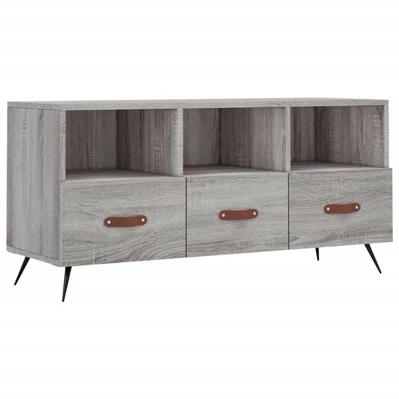 Foto van The living store tv-meubel - trendy - televisiekast - 102 x 36 x 50 cm (b x d x h) - grijs sonoma eiken