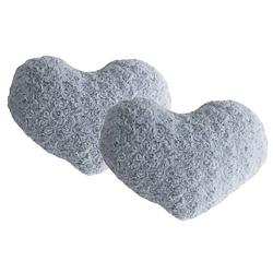 Foto van 2x stuks pluche kussens hart grijs 28 x 36 cm - sierkussens