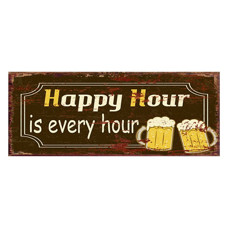 Foto van Clayre & eef tekstbord 50x20 cm bruin geel ijzer rechthoek happy hour is every hour wandbord bruin wandbord