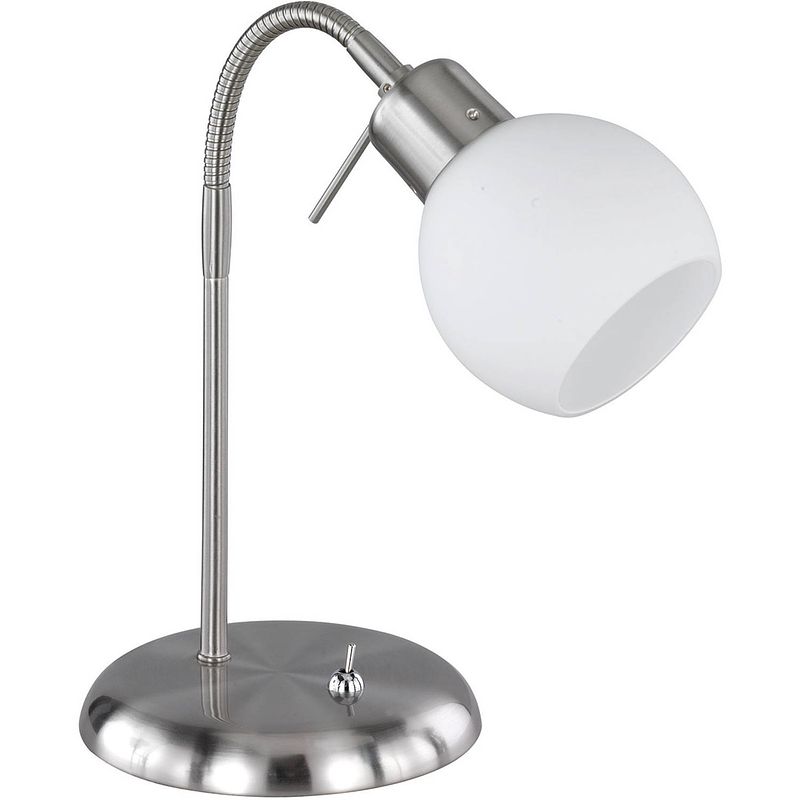 Foto van Led bureaulamp - trion frudo - 4w - e14 fitting - warm wit 3000k - rond - mat nikkel - aluminium