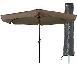 Foto van Parasol gemini - 300 cm - taupe + basic cuhoc parasolhoes. - parasol combi