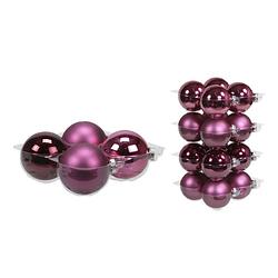 Foto van 20x stuks glazen kerstballen cherry roze (heather) 8 en 10 cm mat/glans - kerstbal