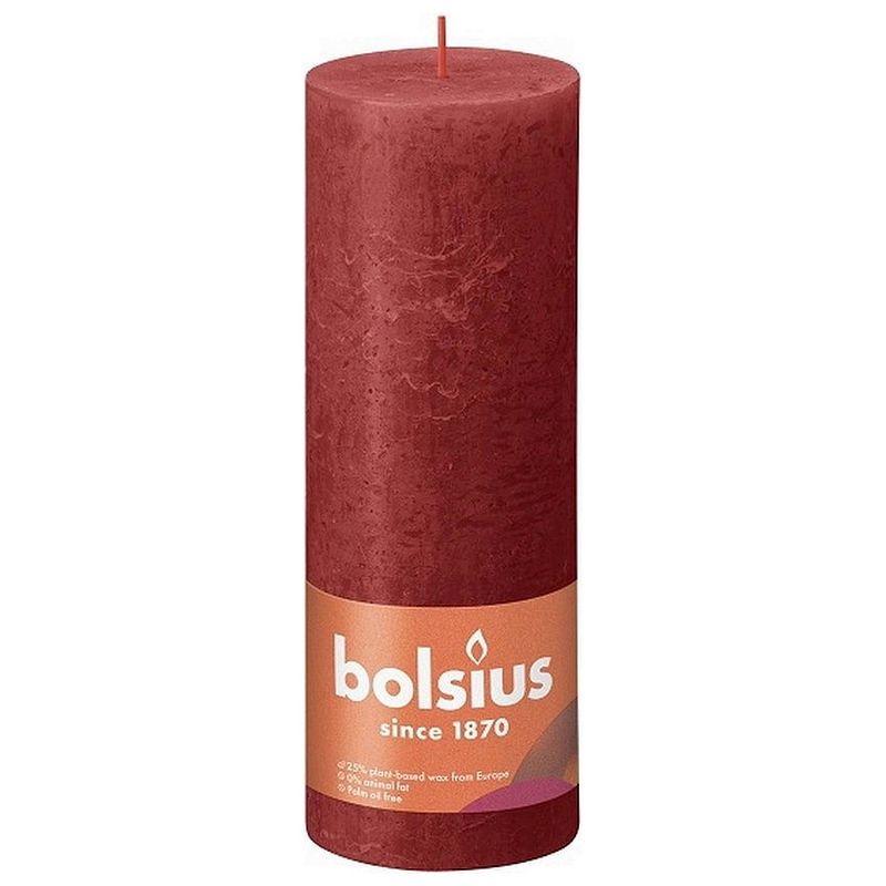 Foto van Bolsius stompkaars delicate red ø68 mm - hoogte 19 cm - rood - 85 branduren