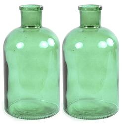 Foto van 2x stuks countryfield vaas - mintgroen - glas - apotheker fles vorm - d14 x h27 cm - vazen