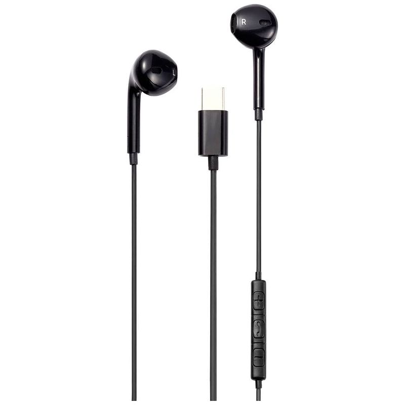 Foto van Streetz hl-w110 in ear headset kabel stereo zwart headset, volumeregeling