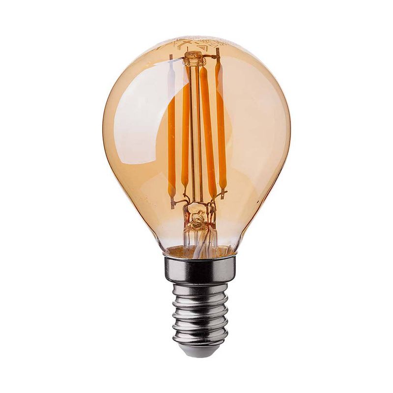 Foto van V-tac vt-1953-n e14 led lampen - amber - golf - ip20 - 4w - 350 lumen - 2200k