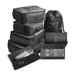 Foto van Mm brands packing cubes set 9-delig - koffer organizer set - compression cube - kleding organizer voor koffers - zwart