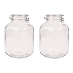 Foto van 2x glazen confituren pot/weckpotten 4250 ml/4,2 liter met beugelsluiting en rubberen ring - weckpotten