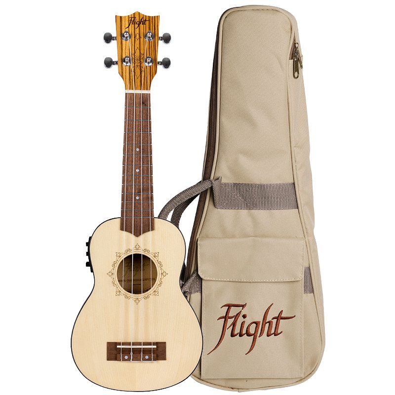 Foto van Flight designer series dus320 ceq sp/zeb elektrisch-akoestische sopraan ukelele met gigbag