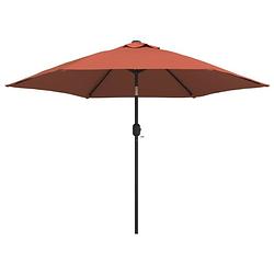 Foto van Vidaxl parasol met led-verlichting en stalen paal 300 cm terracotta