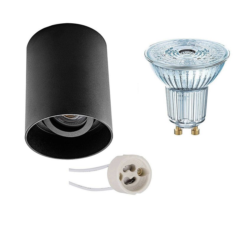 Foto van Opbouwspot set - osram parathom par16 927 36d - pragmi luxina pro - gu10 fitting - dimbaar - opbouw rond - mat zwart -