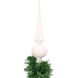 Foto van Witte glitter kerstboom piek 24 cm plastic - kerstboompieken