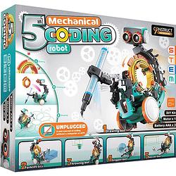 Foto van Construct & create - 5 in 1 mechanical coding robot - diy bouwpakket - programmeren - stem speelgoed