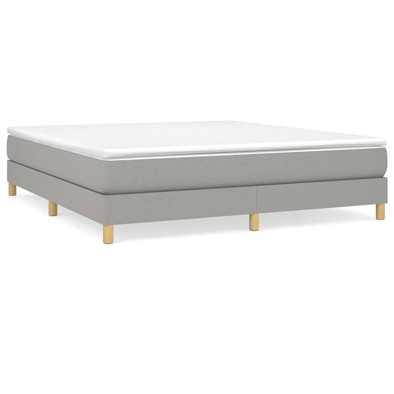 Foto van The living store boxspringbed - naam - bedframe - 203x160x25 cm - lichtgrijs