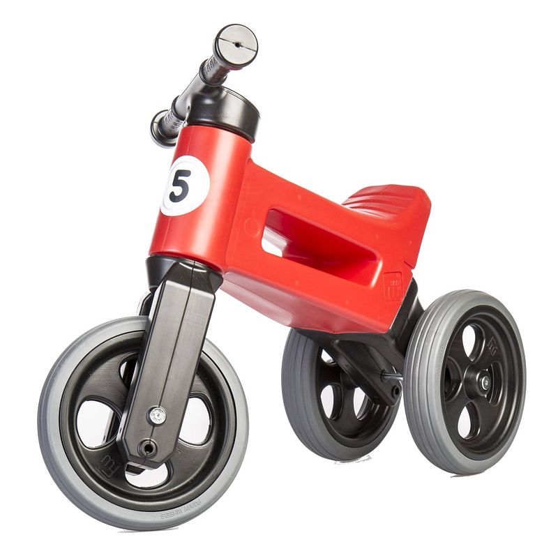 Foto van Funny wheels loopfiets met 3 wielen rider sport cool loopfiets junior rood