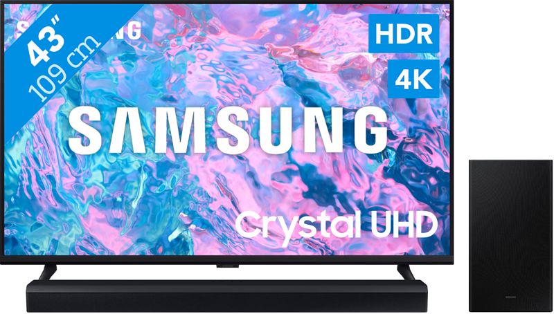 Foto van Samsung crystal uhd 43cu7040 (2024) + soundbar