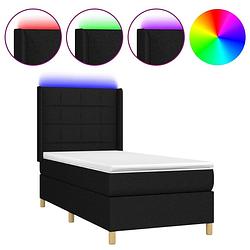 Foto van The living store boxspring bed met matras en led-verlichting - 203 x 93 x 118/128 cm - zwart - pocketvering matras en