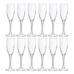 Foto van 12x champagneglazen/flutes 190 ml - 19 cl - champagne glazen - champagne drinken - champagneglazen van glas