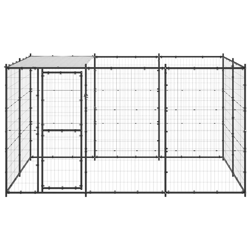 Foto van The living store hondenkennel - gepoedercoat staal - 330 x 220 x 180 cm - met dak en deur