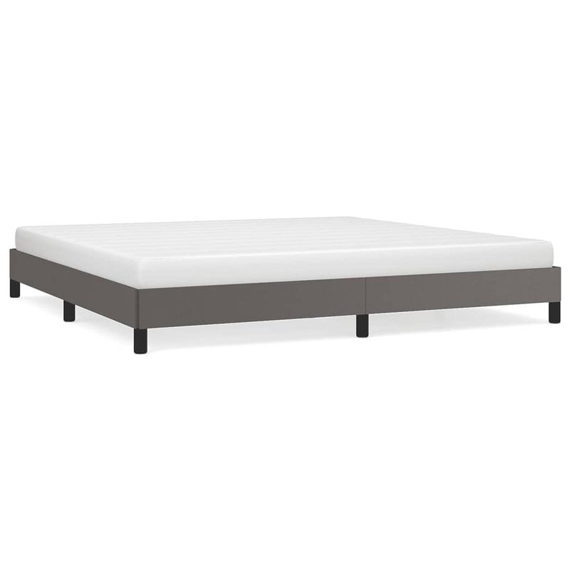 Foto van The living store bedframe kingsize grijs - kunstleer - multiplex lattenbodem - 203x203x25cm