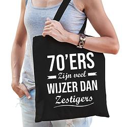 Foto van 70ers zijn veel wijzer dan zestigers cadeau tas zwart voor dames - feest boodschappentassen