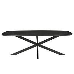 Foto van Livingfurn - eetkamertafel jesper danish oval black 230cm - mangohout / gecoat staal