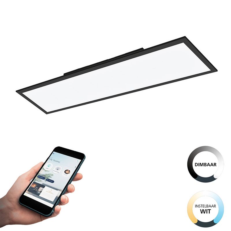 Foto van Eglo connect.z salobrena-z smart plafondlamp - 120 cm - zwart/wit - instelbaar wit licht - dimbaar - zigbee