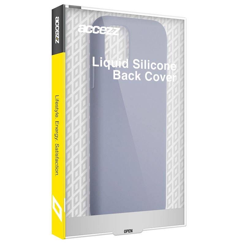 Foto van Accezz liquid silicone backcover met magsafe iphone 15 pro max telefoonhoesje grijs