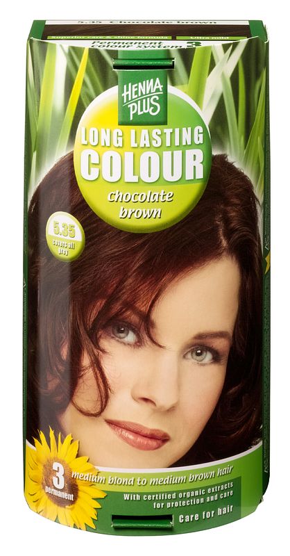 Foto van Hennaplus 5.35 chocolate brown long lasting colours 100ml