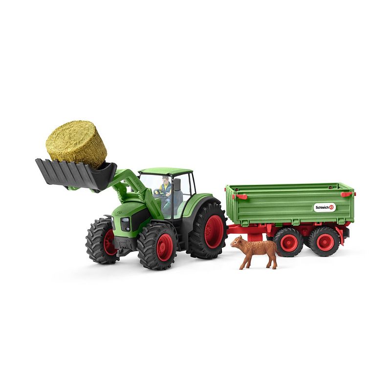 Foto van Schleich speelset tractor met aanhangwagen 42379