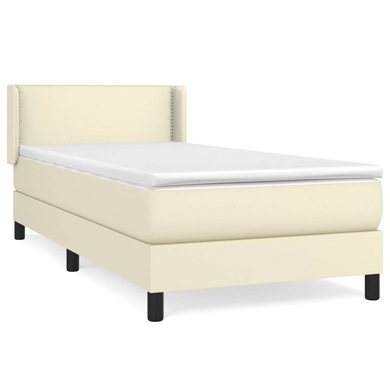 Foto van The living store boxspringbed - kunstleren bedframe 203x93x78/88 cm - pocketvering matras 90x200x20 cm - topmatras