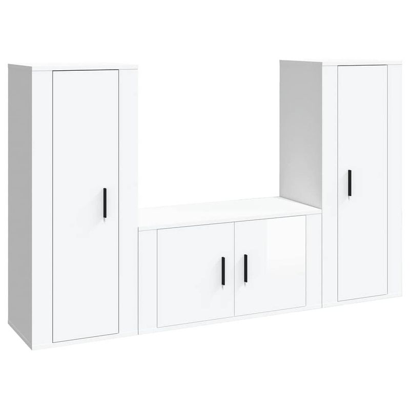 Foto van The living store televisiekastenset hoogglans wit - 2x 40x34.5x100 cm - 1x 80x34.5x40 cm