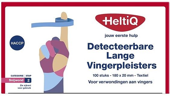 Foto van Heltiq detecteerbare lange vingerpleisters pe 180x20mm