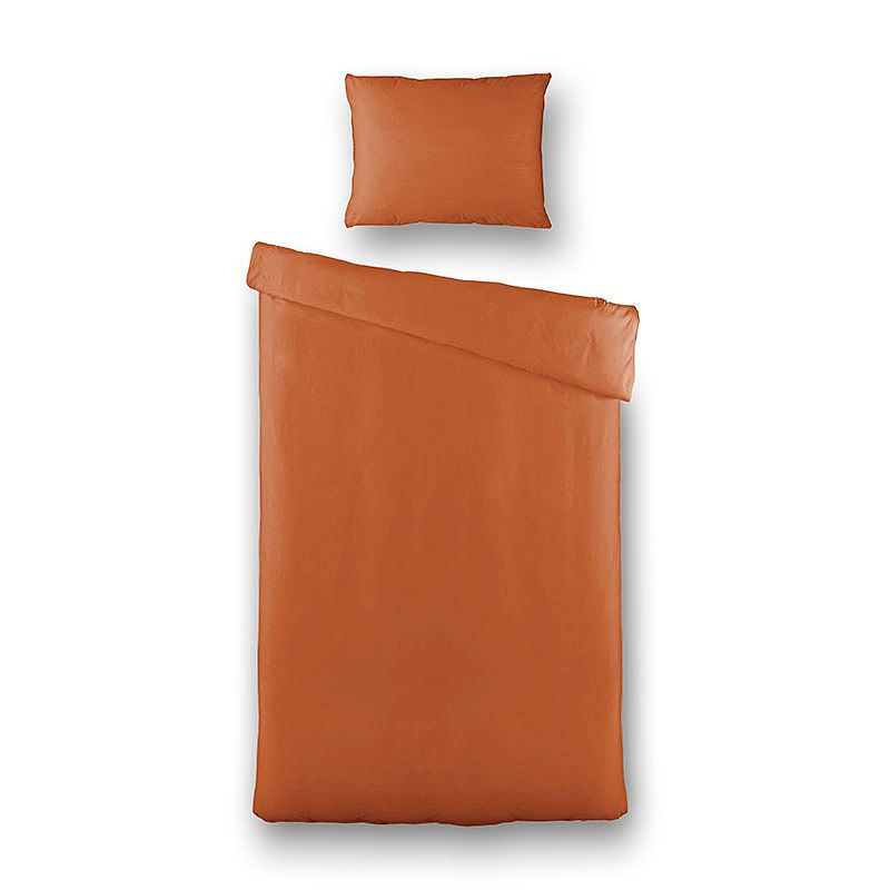 Foto van Presence plain percale - cognac dekbedovertrek 1-persoons (140 x 200/220 cm + 1 kussensloop) dekbedovertrek