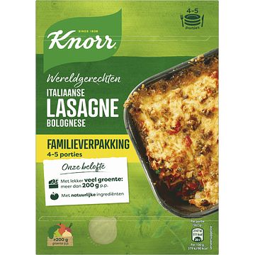 Foto van Knorr wereldgerechten maaltijdpakket italiaanse lasagne bolognese xxl 351g bij jumbo