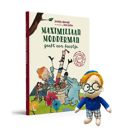 Foto van Maximiliaan modderman geeft een feestje (met voorleesknuffeltje) - joukje akveld - hardcover (9789401487702)