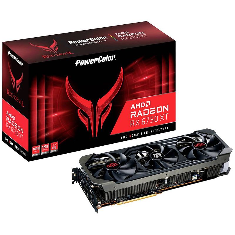 Foto van Powercolor videokaart amd radeon rx 6750 xt red devil 12 gb gddr6-sdram pcie hdmi, displayport overclocked