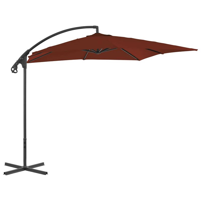 Foto van Vidaxl zweefparasol met stalen paal 250x250 cm terracottakleurig