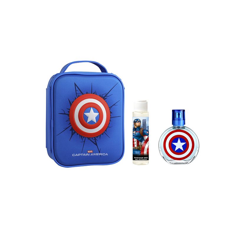 Foto van Captain america geschenkset - eau de toilette 100 ml & douchegel 60 ml - met toilettas